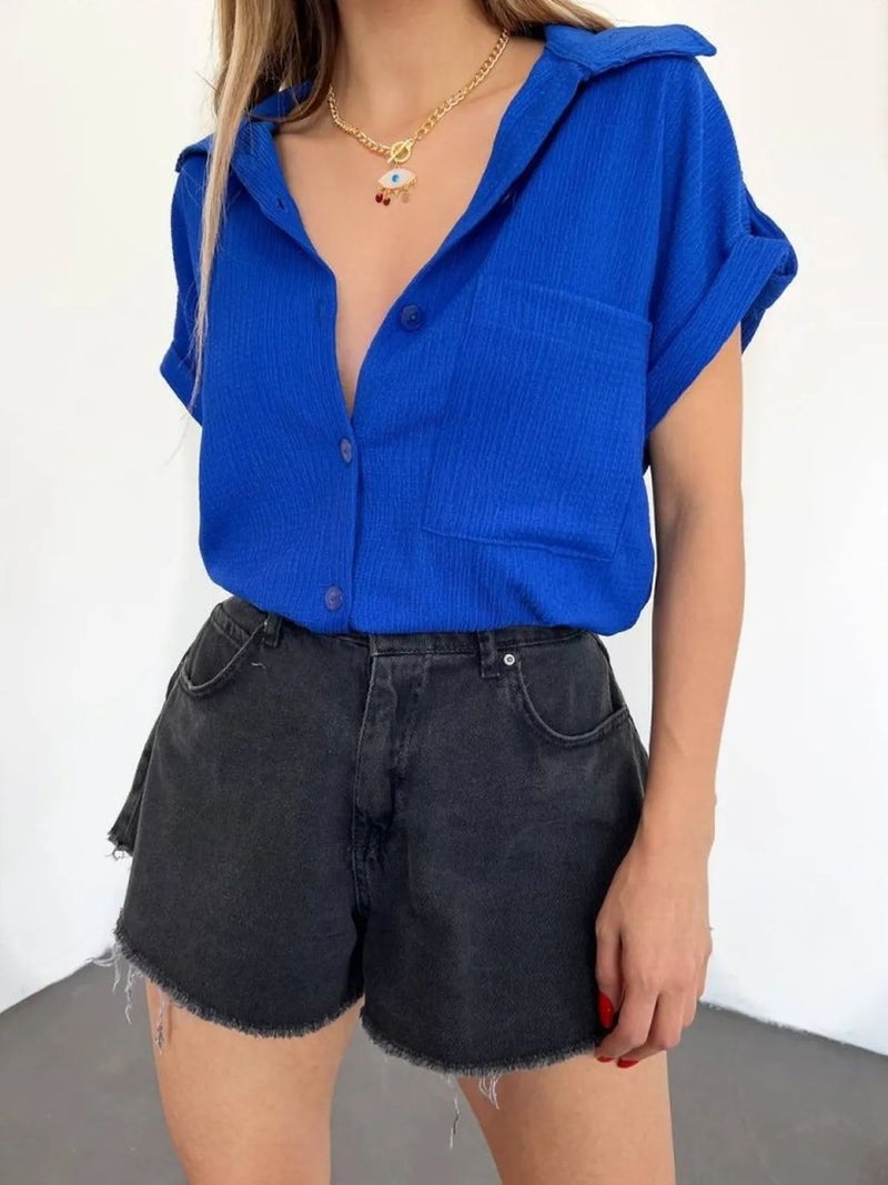 Jane's JANES Textured Button-Up Shirt with Pocket - Image 1